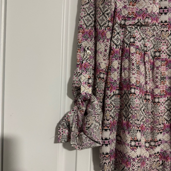 Maeve Anthropologie Top Pink Collar Button Roll Tab Sleeve Blouse Boho Small - Picture 5 of 5